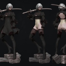 2b - nier automata 3d print figurine game 2a gaming anime manga japan japanese sexy lingerie video statue collectible sculpture girl miniatures figurines 3d print model - Mito3D