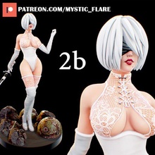 2b nier fan art 3d Stampa modello carattere femmina umano figura miniatura sci fi anime arte ragazza cosplay giocattolo 3d print model - Mito3D