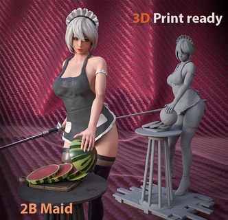 2b Femme ménage yorha 2 3d impression modèle 3d print model - Mito3D