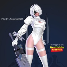 2b nier - automata white version art female warrior game character automara woman 3d print model - Mito3D
