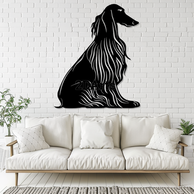2d afghan hound silhouette stl file 3d printing laser cutting art home decor pet cults3d diy project window wall decoration digital download craft 3d print model - Mito3D