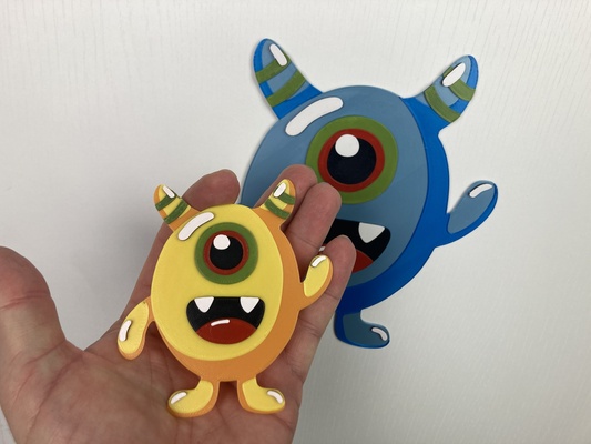 2d art - cute monster 1 wall multicolor drawing decoration monsters single extruder extrusion kid kids kidsroom forkids 3d print model - Mito3D