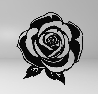 2d art rose fleur décor mur décoration 3d print model - Mito3D