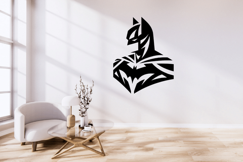 2d batman wall silhouette Art decor githam dc comics face 3d print model - Mito3D