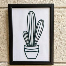 2d cactus pot wall decoration 3d print model - Mito3D