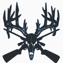 2d deer skull guns wall hanging 3d print model - Mito3D