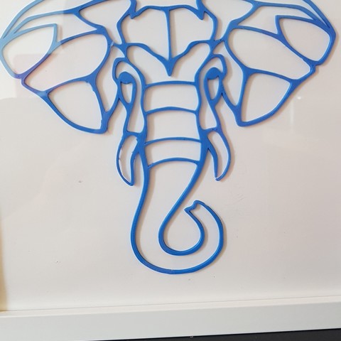 2d elefante cara art decoración de la pared del hogar arte simple impresión 3d 3D print model - Mito3D