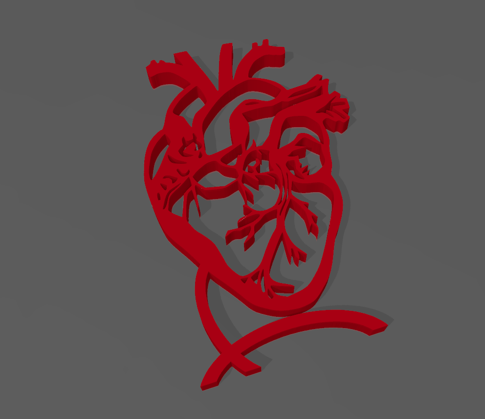2d minimalist anatomical heart Home decoration gift sculpture 3D print model - Mito3D