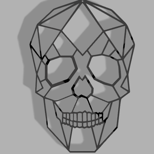 2d skull decoration mural deco geometric art head 3D print model - Mito3D