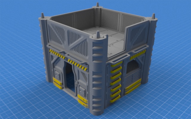 2kube modulaire bâtiments miniature wargaming jeu infini miniatures 3d impression môle solitaire terrain bâtiment 3d print model - Mito3D