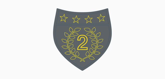 2nd armée art chauffeur régiment signe logo badge militaire dinde 3d print model - Mito3D