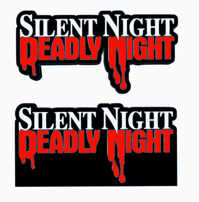 2x silent night deadly logo display by maniacmancave3d art christmas horror movie film stand plaque sign shelf decor mancave collection neca action figures 3d print model - Mito3D