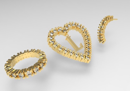 3 piece gioielleria impostato squillare orecchini pendente femmina orecchino 3d stampa 3d print model - Mito3D