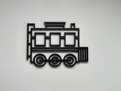 300mm x 300 mm 10 geometric caboose wall art train modern steam engine kids decoration 2d wireframe rail 3d print model - Mito3D