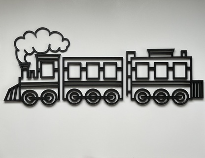 300mm x 300 mm 10 geometrik tren duvar Sanat Caboose modern buhar motor çocuklar dekorasyon 2d tel kafes Demiryolu lokomotif 3d print model - Mito3D