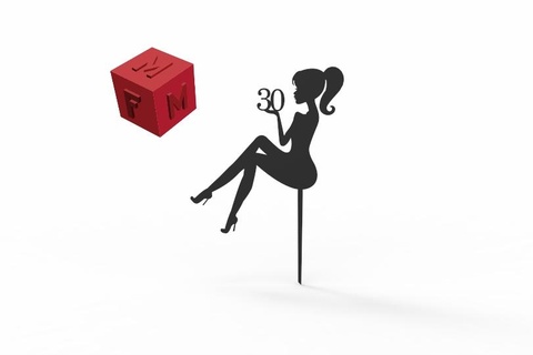 30th birthday girl sitting cake topper Various caketopper decoration silhoutte 30 th woman years old 3d print model - Mito3D