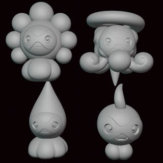 351 castform pokemon şekil heykel video oyunu oyunları minyatür fanart heykelcik zümrüt yakut Hoenn 3d print model - Mito3D