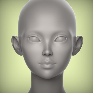 35 3d head face female character teenager portrait doll bjd low-poly model 3d print model - Mito3D