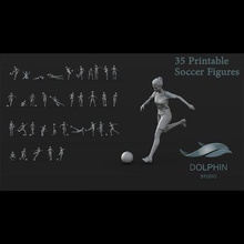35 femelle football joueur figures impression imprimable figure pose Football sport statue jouer personnage femme 3d print model - Mito3D