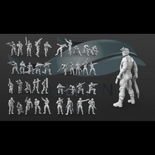 38 sci-fi soldier figure set art printable print sci fi scifi weapon man gun pose military character statue 3d print model - Mito3D