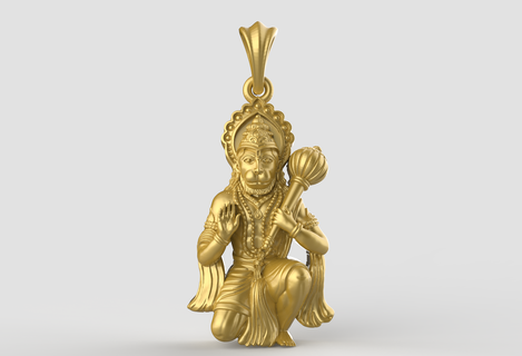 39 mm hanumanji pendant file Schmuck Hanumanji Datei Hanuman ji steht stl cad Silber Anhänger 3d print model - Mito3D