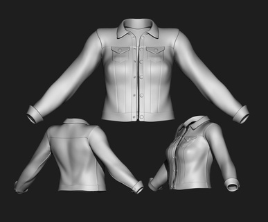 3 3d modello giacca denim felpa carattere capi abbigliamento moda camicia vestito clo3d uniforme costume 3d print model - Mito3D