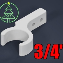 3 4 pvc pipe wall flush mount clip christmas fitting sch40 support sfl ws2811 xlights outdoor garden 3d print model - Mito3D