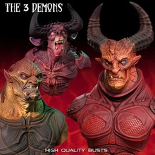 3 demos bust art monster miniature demon halloween artoy horror devil 3d print model - Mito3D