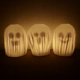 3 fantasmi Halloween fantasma litofania 3dscan sp se arriva guidato tealight 3d print model - Mito3D