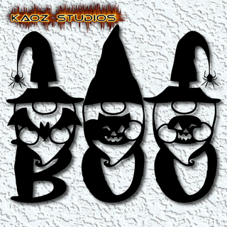 3 halloween gnomes wall art garden gnome decor 2d boo costume character figure low poly pack forest trees set free figurine home decoration 3d print model - Mito3D