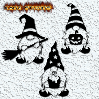 3 halloween gnomes wall art garden gnome decor 2d costume character figure low poly pack forest trees set free figurine home decoration 3d print model - Mito3D