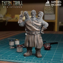 3 headed giant 02 - pre-supported game dnd minature minis mini dungeons dragons 32mm tytantroll miniatures patreon heads 3d print model - Mito3D