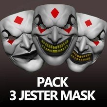 3 giullare maschera Sorridi neutro pazzo arte burlone paura Halloween romanzo giallo carta jolly mascara 3d print model - Mito3D