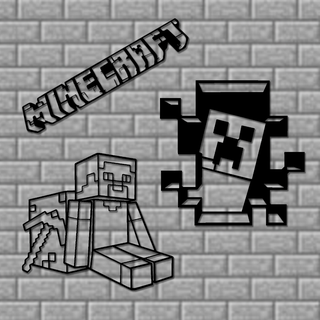 3 minecraft pictures Home table 2d decoration wall miner peak iron creeper rubius omg craft 3d print model - Mito3D