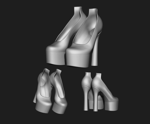 3 ayarlamak moda kolye bayanlar ayakkabı half boots 3d model toplamak stil terlik bale koruma ayak bot 3dshoes bjdshoes baskı ayakkabıları 3d print model - Mito3D