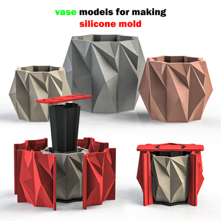 3 tailles vases fabrication silicone moule silicone silicone moule béton vase 3dprint pot planteur ako3d 3d print model - Mito3D