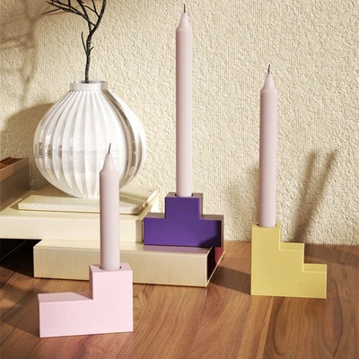 3 staircase taper candle holder art mold silicone 3d print model - Mito3D