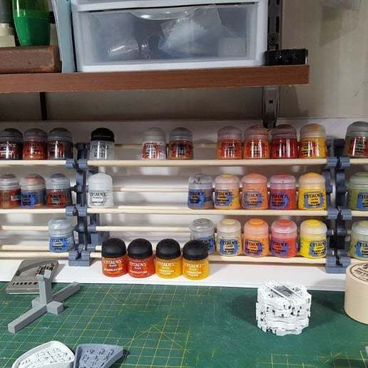 3 tier paint rack gw pots game games warhammer shelf paints miniatures fantasy dnd 40k 3D print model - Mito3D