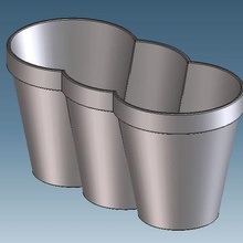 3 potes 1 vaso flores Panela recipiente tigela prato cacto plantar 3d print model - Mito3D
