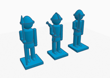 3 jeton soldat pion jouet figurine pantin lance épée archer 3d print model - Mito3D