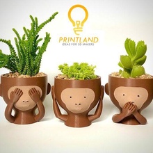 3 weise Affen Männer Topf 3d print model - Mito3D