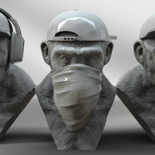 3 wise monkeys Kunst monkey Tier Weise Weisheit Abbildung die Büste sculpt Gehörlose blind mute mini pop 3d print model - Mito3D