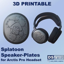 3d-printable speaker-plates arctis pro headset - splatoon design speaker plates caps steelseries actis squid inkling games gaming nintendo switch 3d print model - Mito3D