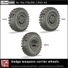 3d72nd - 1 72nd scale dodge wc51 wheels game 72 model kit weapons carrier italeri esci 3d print model - Mito3D