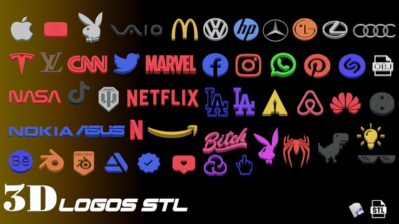 3d 50 logolar stl logo logolar 3dlogos stl 3d print model - Mito3D