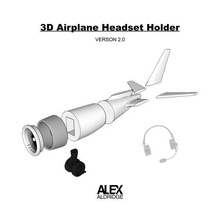 3d airplane headset headphone holder stand concept art plane pilot fly flyer travel airplanes planes earphones 3d print model - Mito3D
