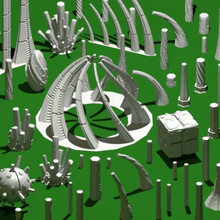 3d alien nécron cristaux jeu jouet de l'espace les structures paysages la fantaisie miniature 40k warhammer 3d print model - Mito3D