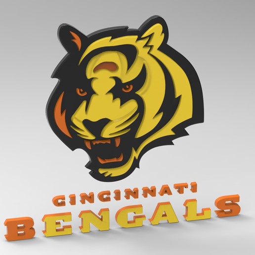 3d bengals logo Kunst die Erleichterung cnc 3d-drucken slogan Haustiere lion tiger Abzeichen logos - cincinnati bengal Modell 3D print model - Mito3D