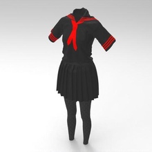 3d black school dress fashion clothes cloth clothing character cartoon outfit pant shirt 3d print model - Mito3D
