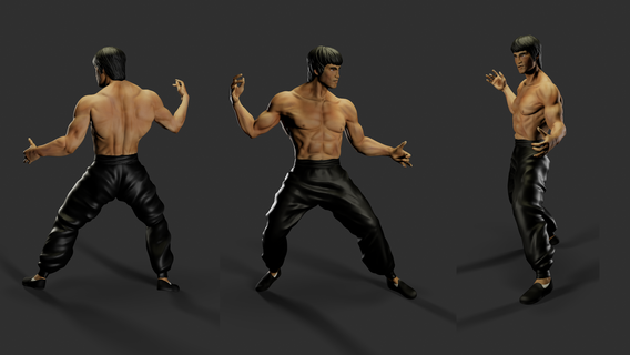 3d Bruce Lee kriegerisch Kunst Kung fu Drachen 3d print model - Mito3D